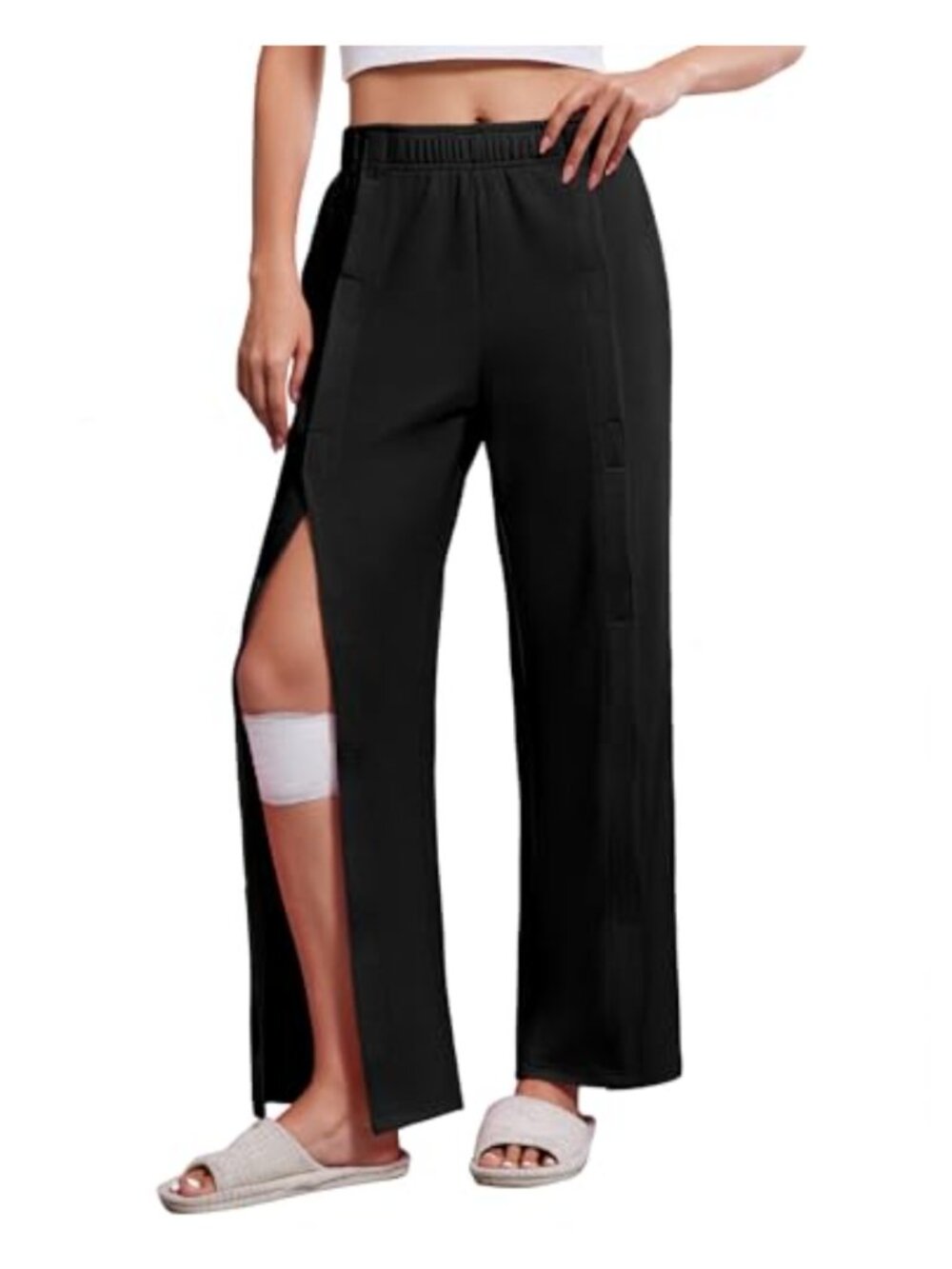 Women's Tear Away Pants with Pockets Adaptive Post Surgery Breakaway Sweatpants